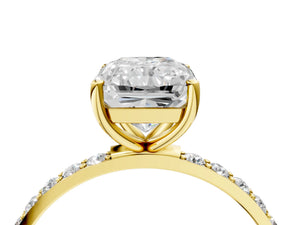 Yellow gold Radiant Cut Diamond Pavé Band Solitaire Ring with Four-Prong Setting_58