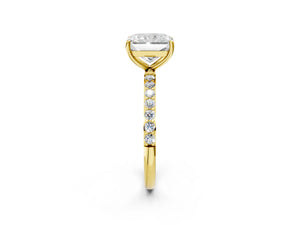 Yellow gold Radiant Cut Diamond Pavé Band Solitaire Ring with Four-Prong Setting_62