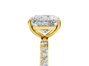 Yellow gold Radiant Cut Diamond Pavé Band Solitaire Ring with Four-Prong Setting_71