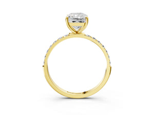 Yellow gold Radiant Cut Diamond Pavé Band Solitaire Ring with Four-Prong Setting_75