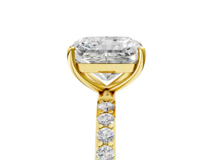 Yellow gold Radiant Cut Diamond Pavé Band Solitaire Ring with Four-Prong Setting_77