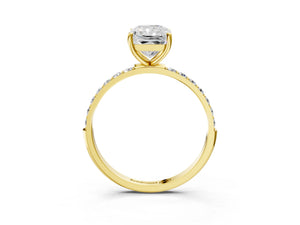 Yellow gold Radiant Cut Diamond Pavé Band Solitaire Ring with Four-Prong Setting_81
