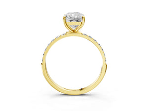 Yellow gold Radiant Cut Diamond Pavé Band Solitaire Ring with Four-Prong Setting_87