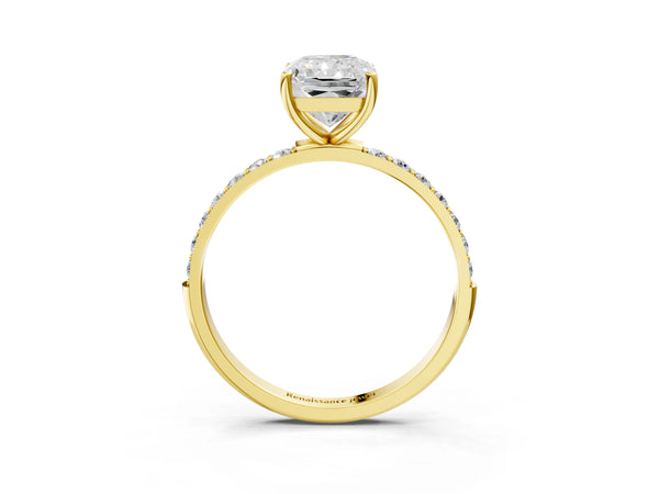 Yellow gold Radiant Cut Diamond Pavé Band Solitaire Ring with Four-Prong Setting_87