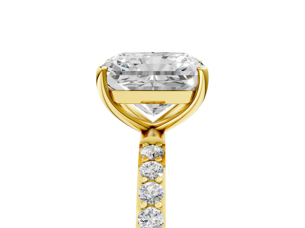 Yellow gold Radiant Cut Diamond Pavé Band Solitaire Ring with Four-Prong Setting_89