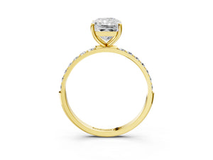 Yellow gold Radiant Cut Diamond Pavé Band Solitaire Ring with Four-Prong Setting_93
