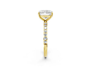 Yellow gold Radiant Cut Diamond Pavé Band Solitaire Ring with Four-Prong Setting_98