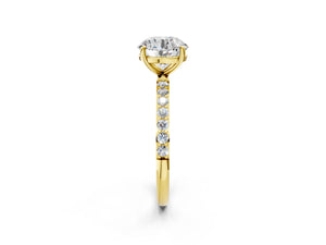 Yellow gold Round Cut Diamond Pavé Band Solitaire Ring with Four-Prong Setting_14