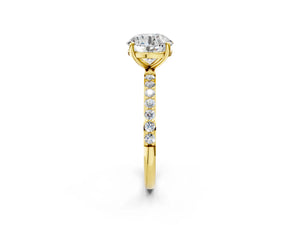 Yellow gold Round Cut Diamond Pavé Band Solitaire Ring with Four-Prong Setting_20