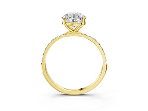 Yellow gold Round Cut Diamond Pavé Band Solitaire Ring with Four-Prong Setting_21