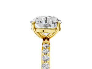 Yellow gold Round Cut Diamond Pavé Band Solitaire Ring with Four-Prong Setting_23