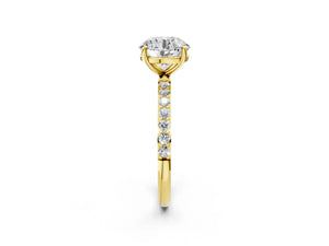 Yellow gold Round Cut Diamond Pavé Band Solitaire Ring with Four-Prong Setting_26