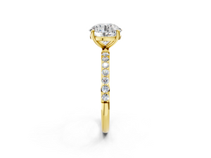 Yellow gold Round Cut Diamond Pavé Band Solitaire Ring with Four-Prong Setting_2