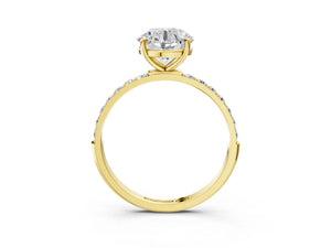Yellow gold Round Cut Diamond Pavé Band Solitaire Ring with Four-Prong Setting_33