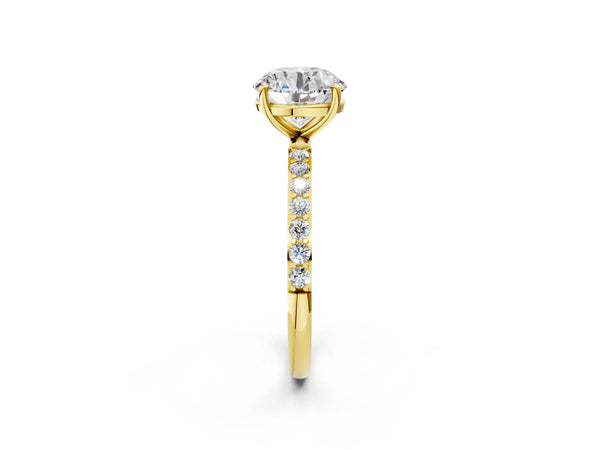 Yellow gold Round Cut Diamond Pavé Band Solitaire Ring with Four-Prong Setting_38