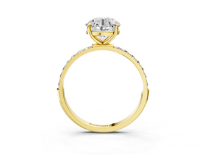 Yellow gold Round Cut Diamond Pavé Band Solitaire Ring with Four-Prong Setting_3