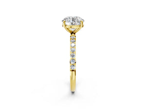 Yellow gold Round Cut Diamond Pavé Band Solitaire Ring with Four-Prong Setting_44