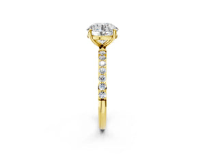Yellow gold Round Cut Diamond Pavé Band Solitaire Ring with Four-Prong Setting_50