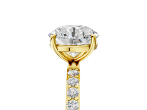 Yellow gold Round Cut Diamond Pavé Band Solitaire Ring with Four-Prong Setting_53