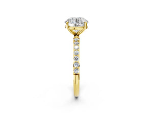 Yellow gold Round Cut Diamond Pavé Band Solitaire Ring with Four-Prong Setting_56