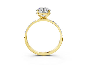 Yellow gold Round Cut Diamond Pavé Band Solitaire Ring with Four-Prong Setting_57