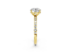 Yellow gold Round Cut Diamond Pavé Band Solitaire Ring with Four-Prong Setting_62
