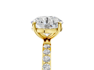 Yellow gold Round Cut Diamond Pavé Band Solitaire Ring with Four-Prong Setting_65