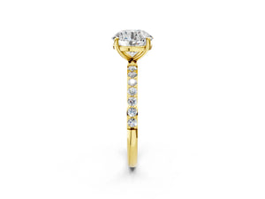 Yellow gold Round Cut Diamond Pavé Band Solitaire Ring with Four-Prong Setting_68