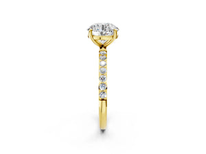Yellow gold Round Cut Diamond Pavé Band Solitaire Ring with Four-Prong Setting_80