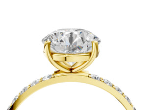 Yellow gold Round Cut Diamond Pavé Band Solitaire Ring with Four-Prong Setting_88