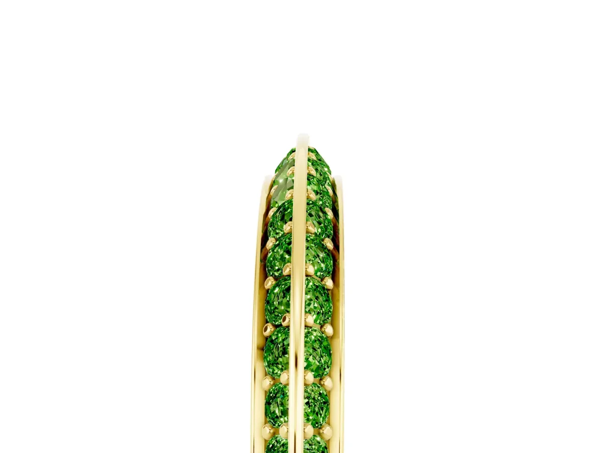 Double Row Pavé Round Peridot Eternity Band with Channel Setting Yellow gold