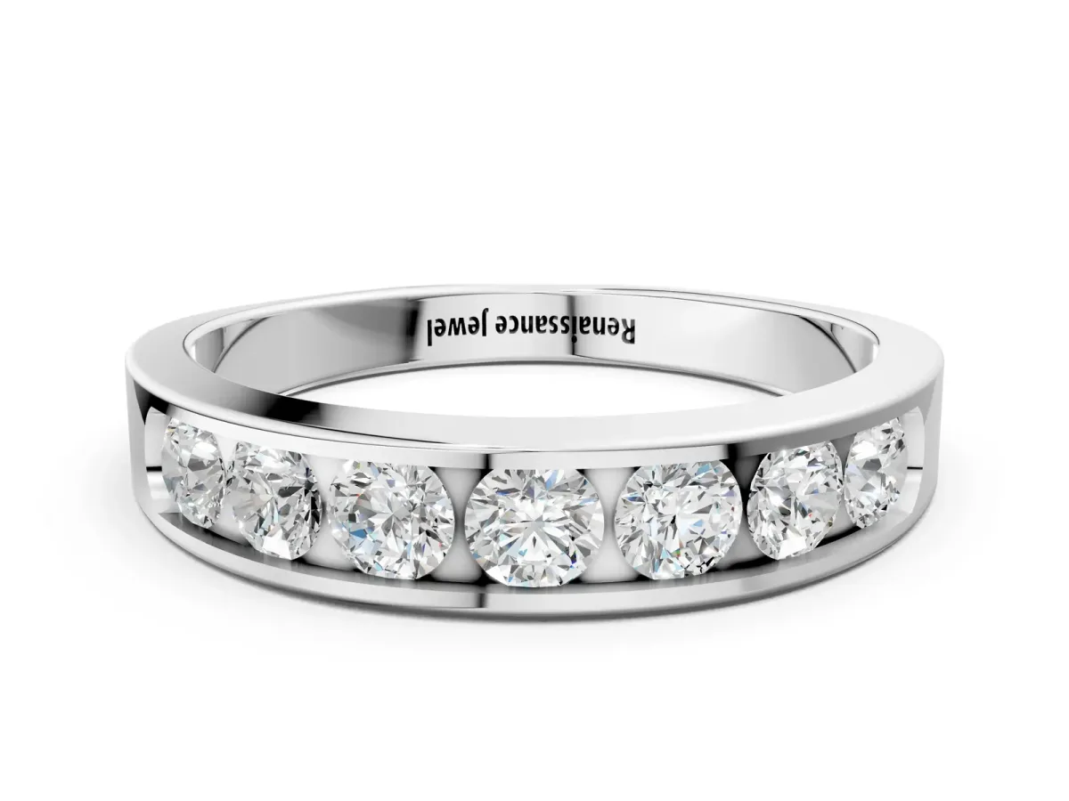 Channel Set Round Diamond Comfort Fit Band Platinum