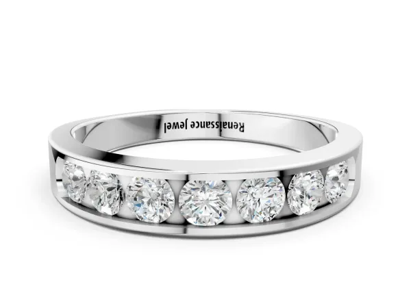 Channel Set Round Diamond Comfort Fit Band Platinum