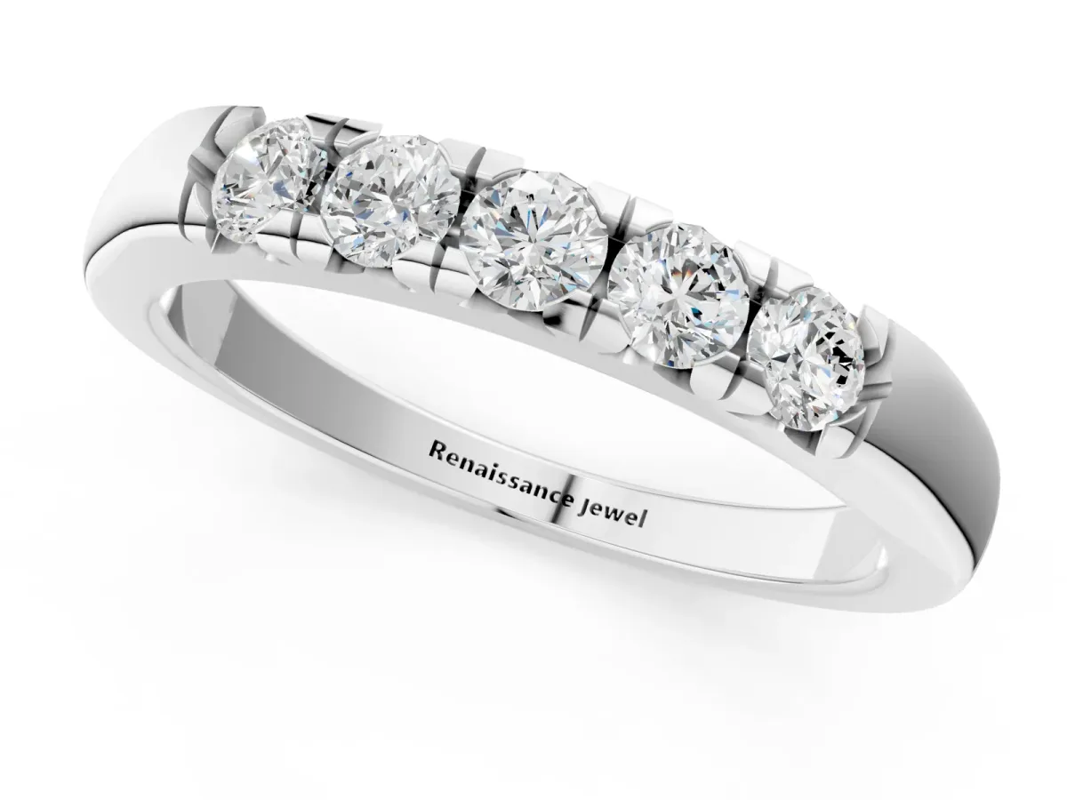 Round Diamond Channel Set Half Eternity Band Platinum