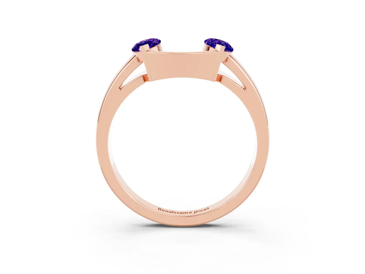 Marquise Tanzanite Open Band Ring with Tension Setting Rose gold