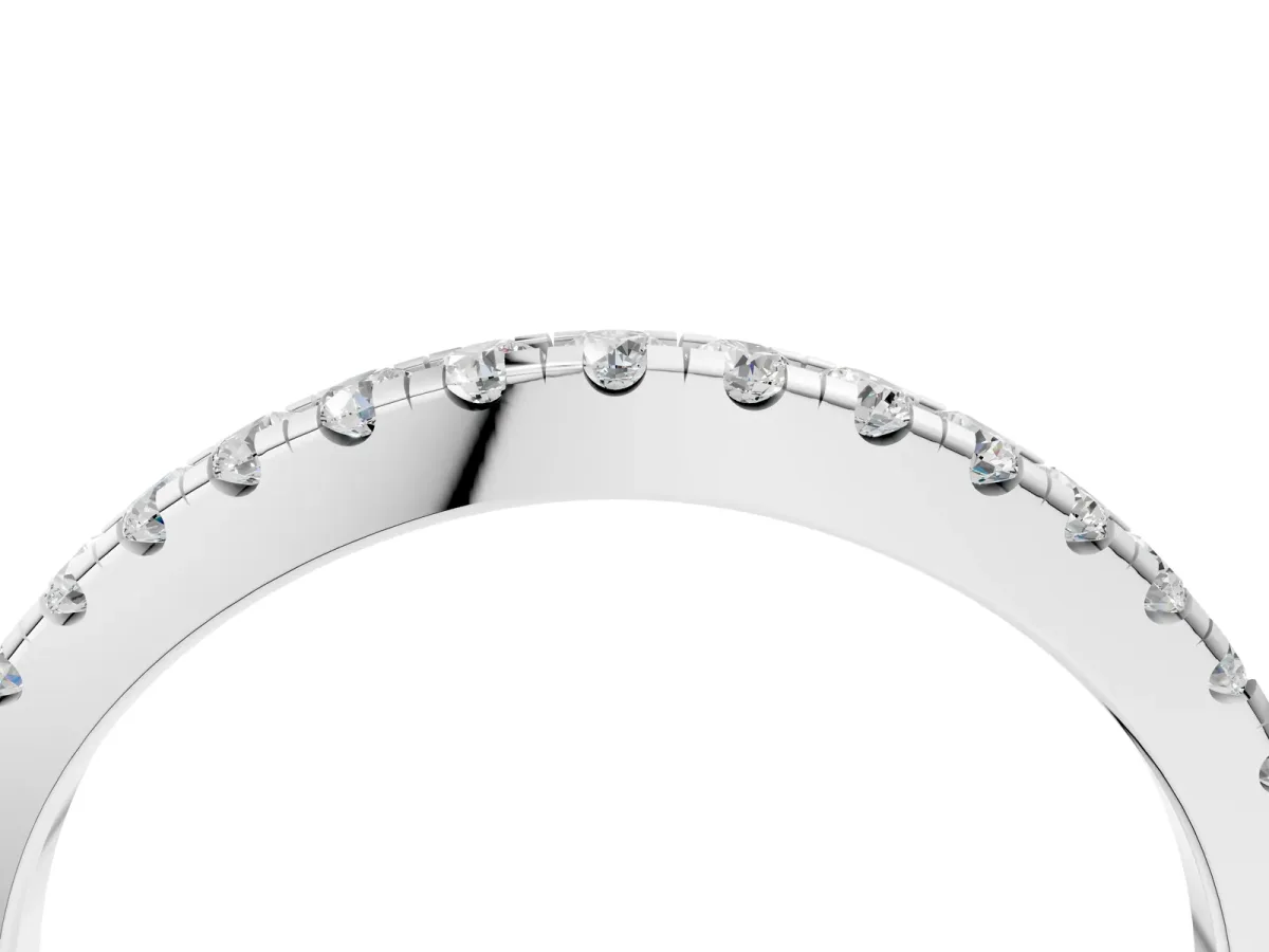 Round Diamond Pavé Half Eternity Band with Shared Prong Setting Platinum