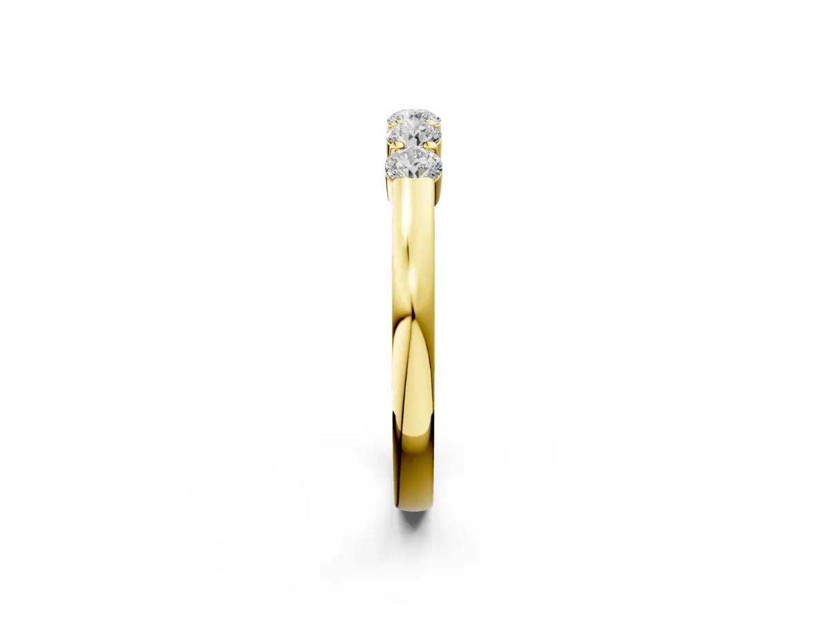 Five-Stone Round Diamond Channel Set Band with Shared Prong Setting Yellow gold