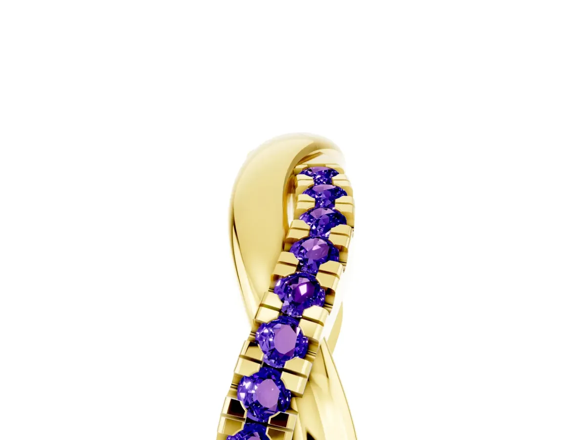 Round Tanzanite Twisted Infinity Band with Prong Setting Yellow gold