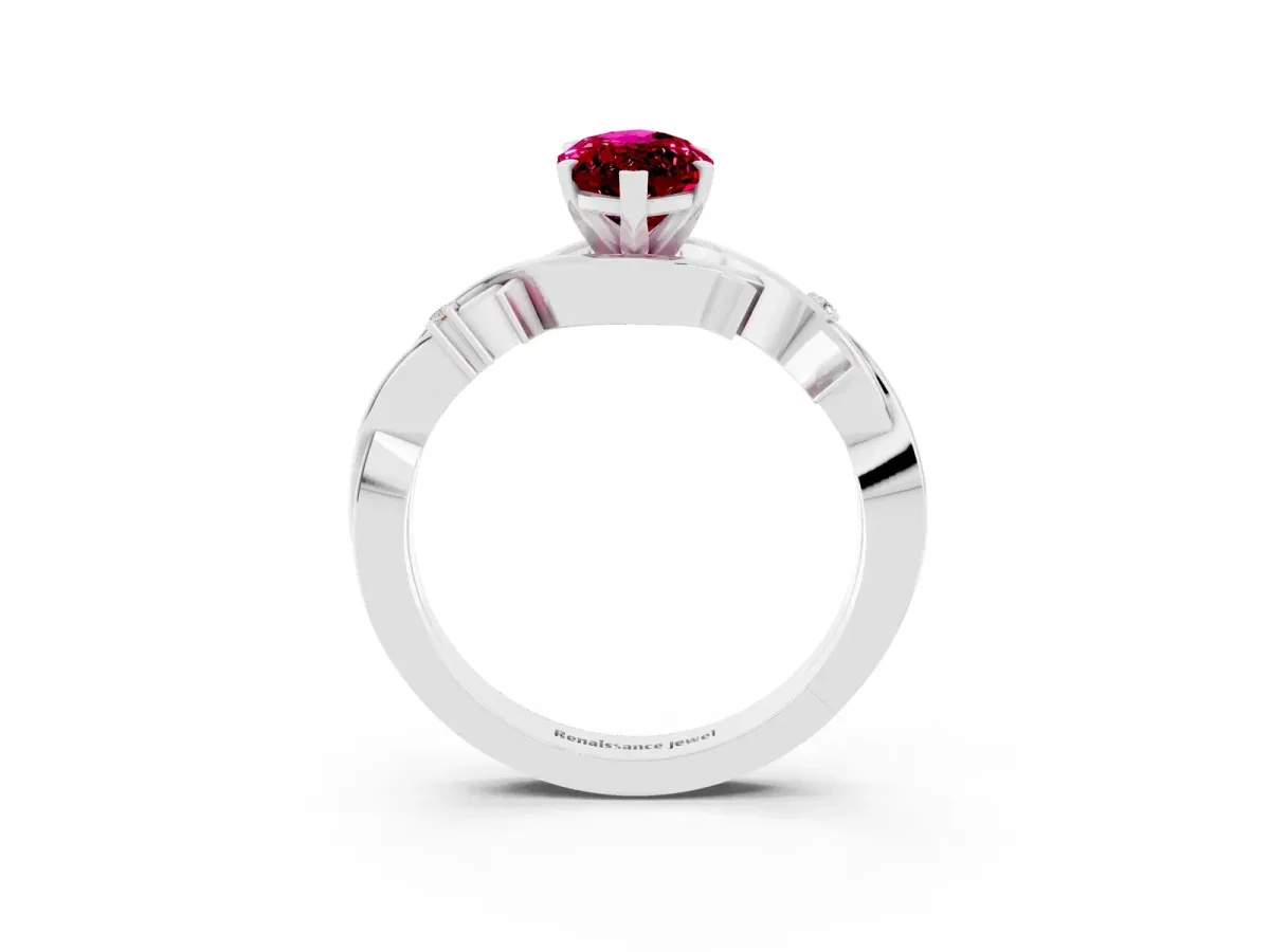 Marquise Cut Garnet Solitaire Ring with Twisted Band and Prong Setting Silver