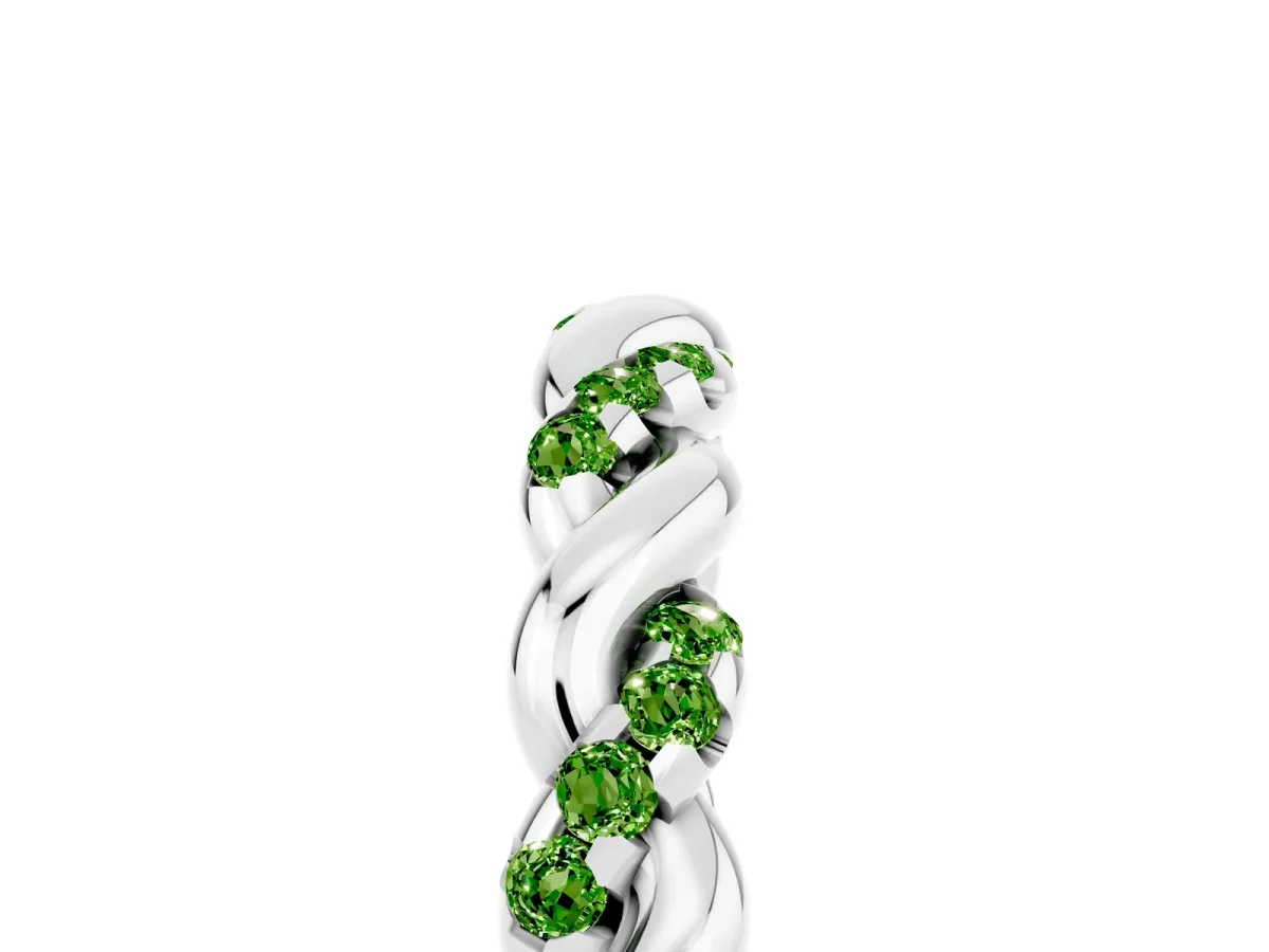 Twisted Pavé Round Peridot Eternity Band Platinum