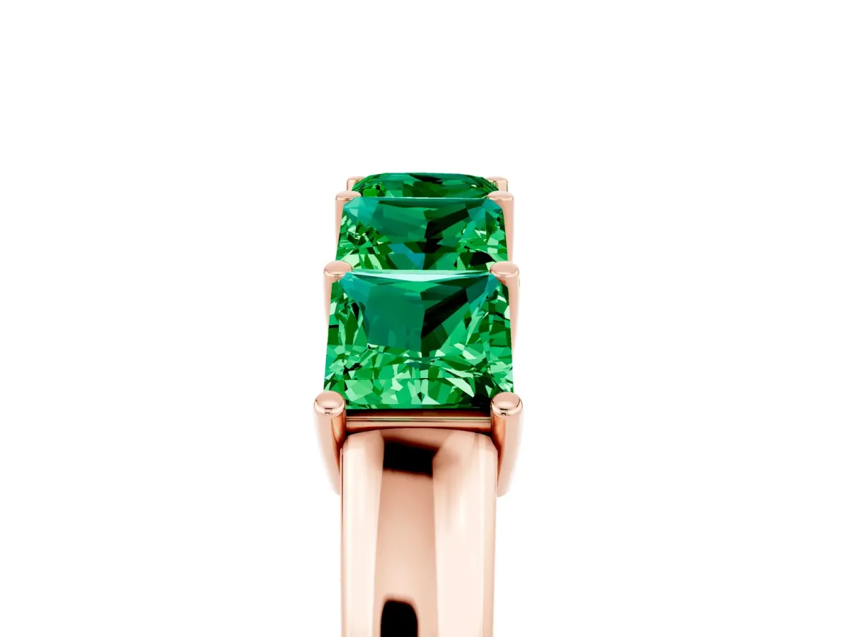Princess Cut Five-Stone Emerald Band with Prong Setting Rose gold