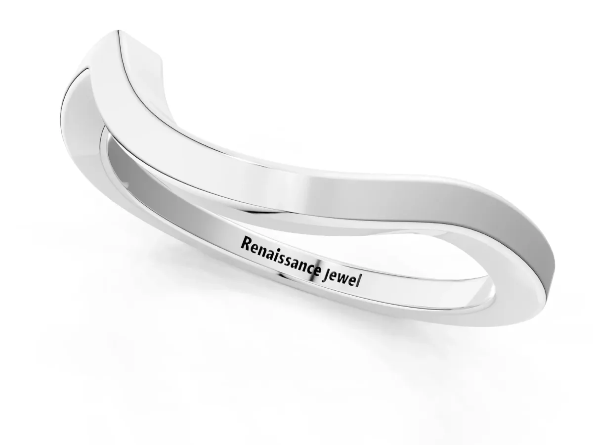 Chevron Curved Solitaire Band White gold