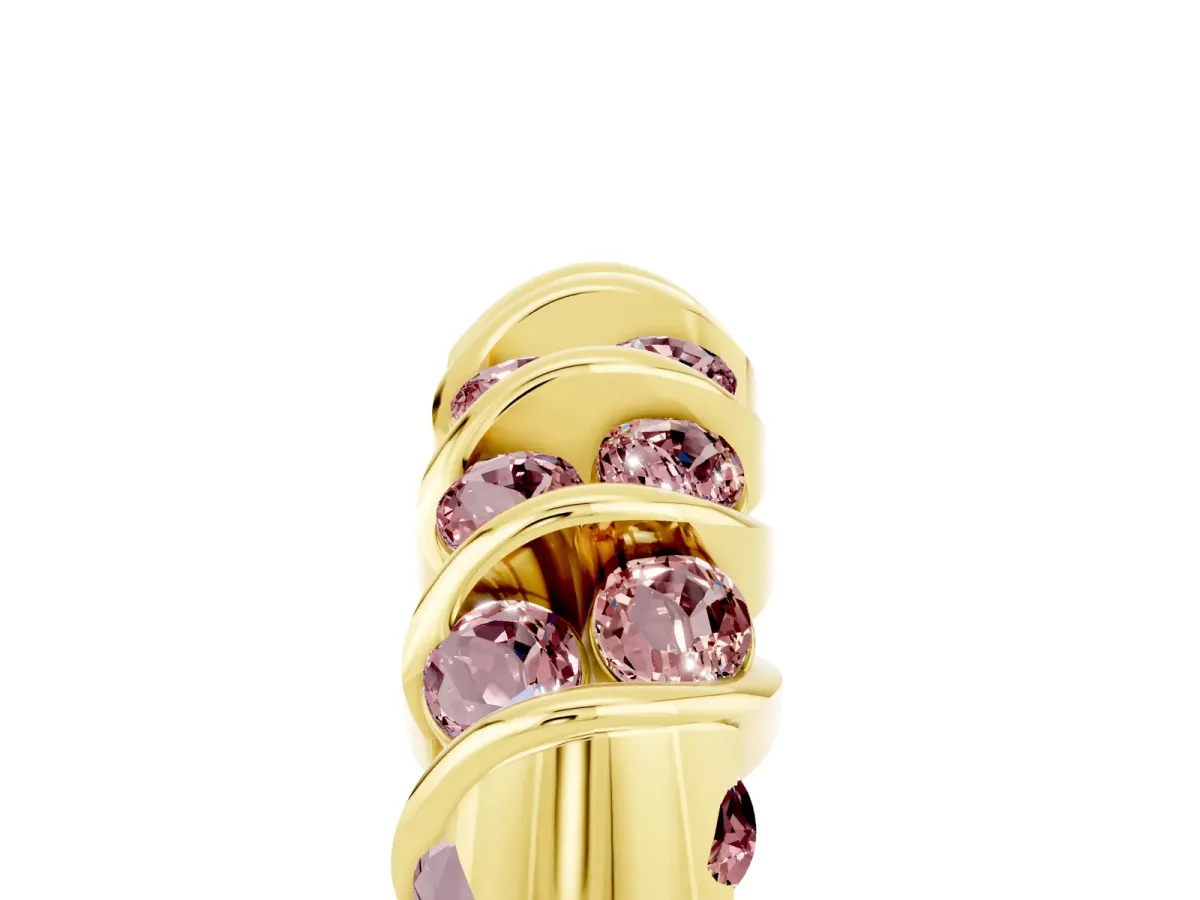 Channel Set Round Morganite Multi-Row Band Yellow gold