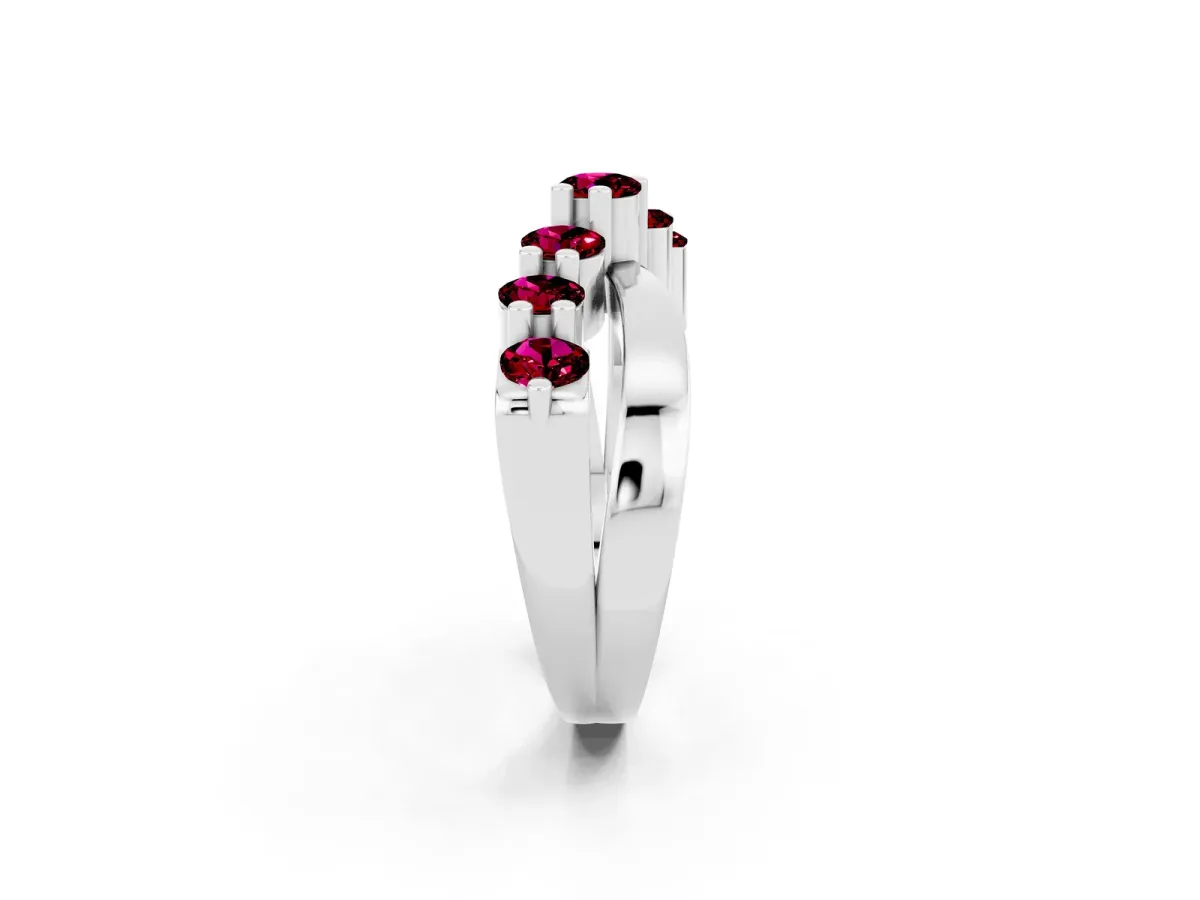 Round Garnet Prong-Set Crossover Band Platinum