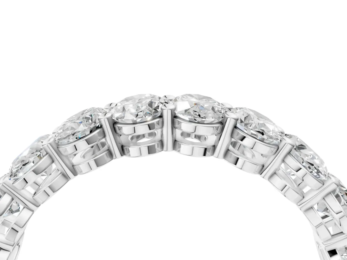 Oval Diamond Prong-Set Eternity Band Silver