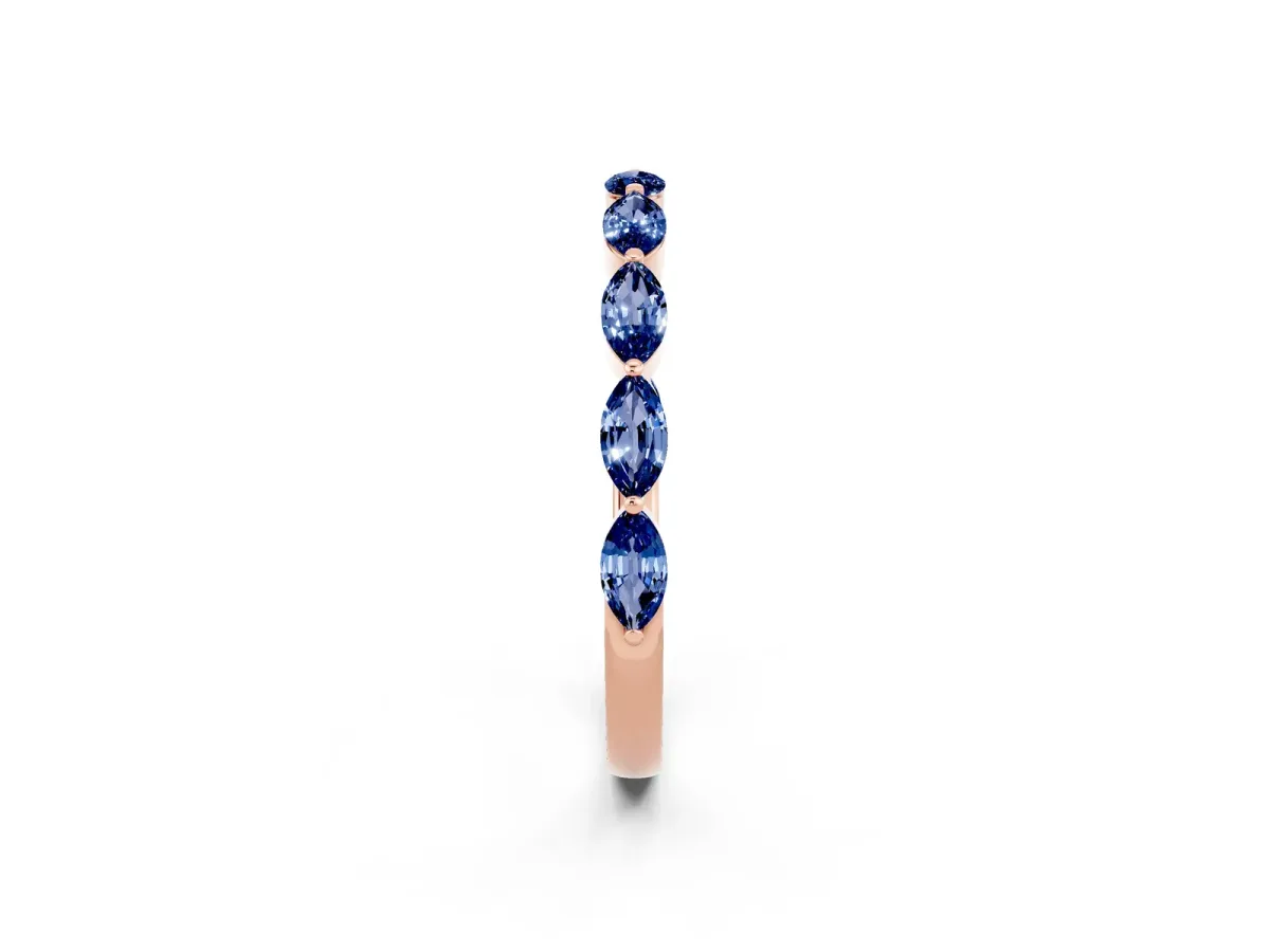 Marquise Blue Sapphire Half Eternity Band with Prong Setting Rose gold