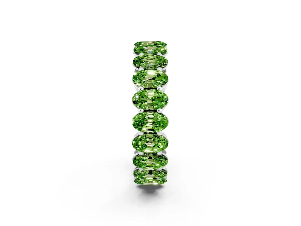 Oval Cut Peridot Eternity Band with Shared Prong Setting Platinum