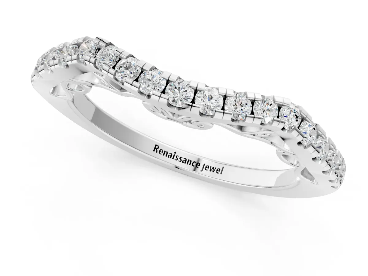 Curved Diamond Pavé Round Eternity Band with Shared Prong Setting White gold