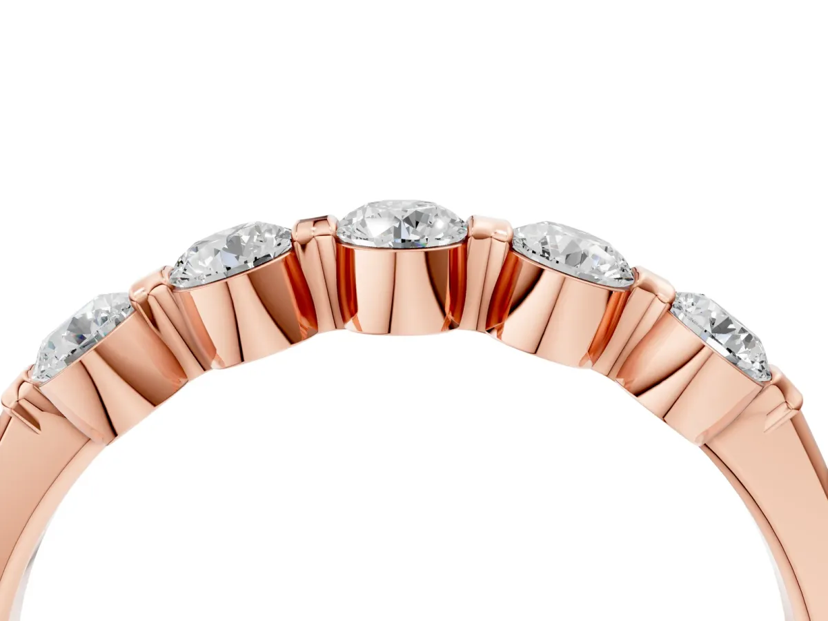 Five-Stone Round Cut Diamond Prong-Set Half Eternity Band Rose gold
