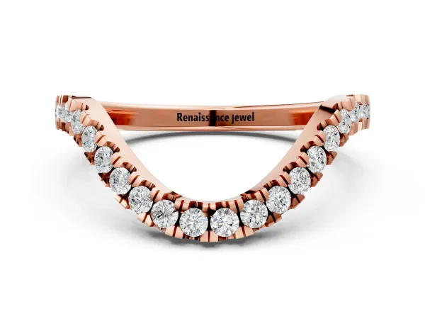 Curved Pavé Round Diamond Eternity Band with Shared Prong Setting Rose gold